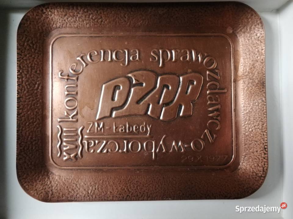 Miedziana pamiątkowa taca PZPR PRL lata 70te ZM małopolskie Kraków sprzedam