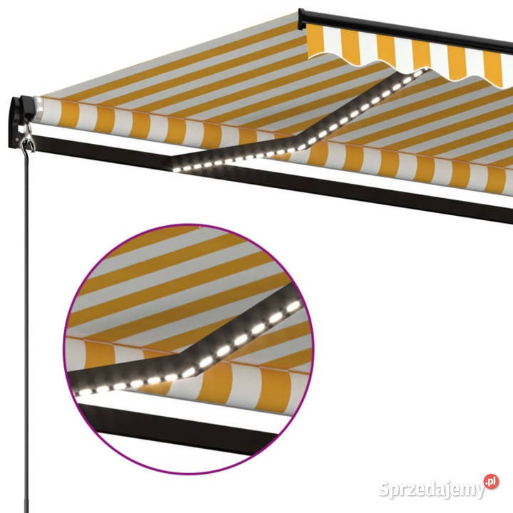 Ręcznie zwijana markiza z LED 500x350 żółtobiała Warszawa
