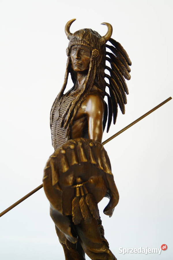 INDIANIN Z BRĄZU rzeźba figura duża wojownik Gizałki sprzedam