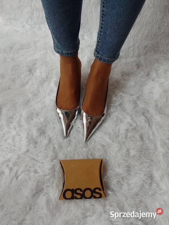 39 ASOS DesignSrebrne czółenka z odkrytą piętą z Asos Kraków