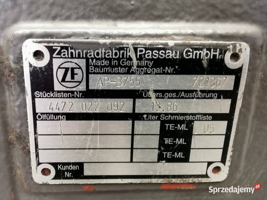 Obudowa osi napędowej Volvo EW 160B ZF APB755 Wilkowo