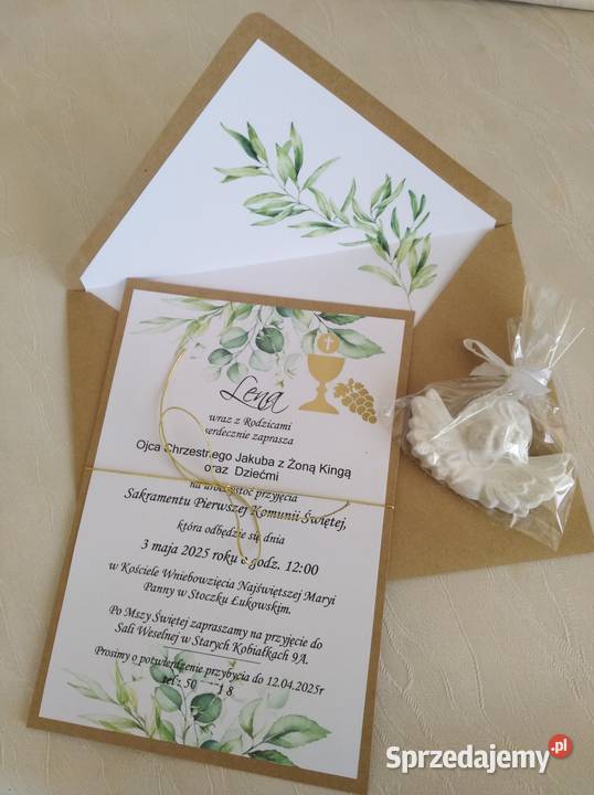 Zaproszenia na chrzest komunię Rękodzieło lubelskie Łuków