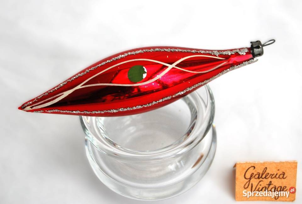 Stara bombka szklana czerwony sopel ręcznie Lublin sprzedam
