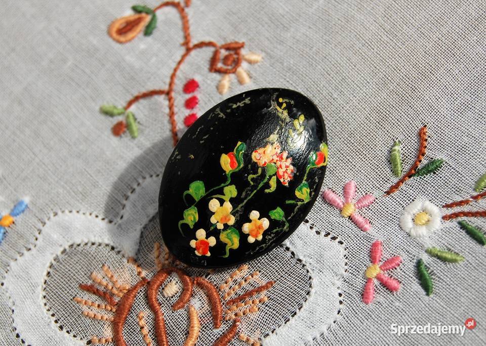 Stara broszka metalowa ręcznie malowana kwiaty Zegarki i Biżuteria Lublin sprzedam