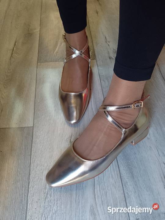 39 Złote Baleriny wieczorowe z zapięciem NOWE inna Kraków