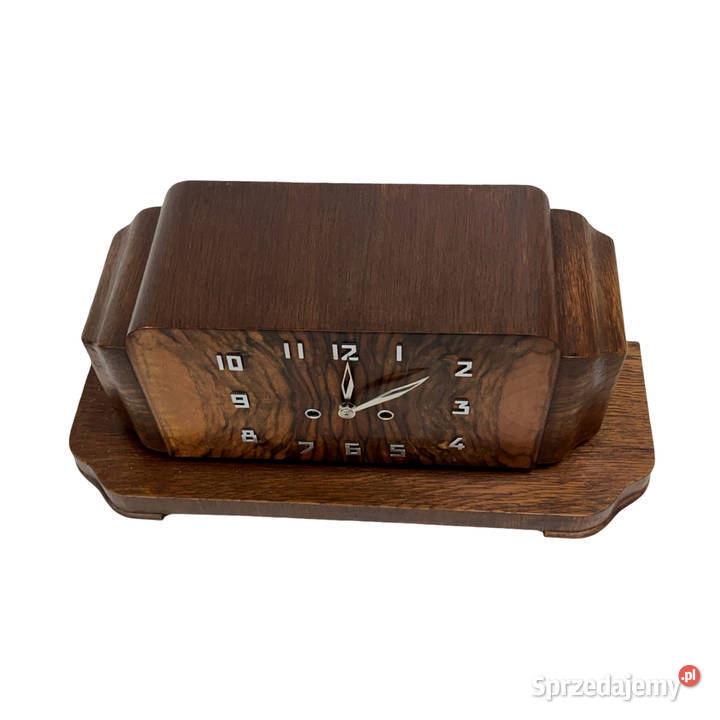Zegar kominkowy Art Deco fornir orzechowy Antyki mazowieckie sprzedam