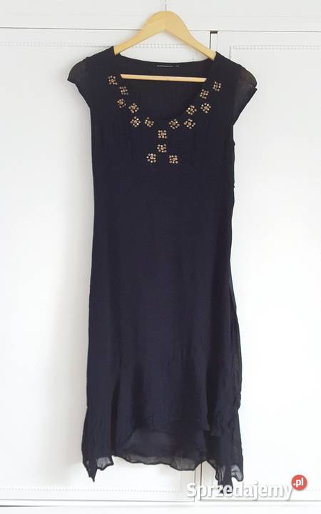 Sukienka vintage 38 M prosta lata 90te krepa Spódnice i sukienki Szczecin