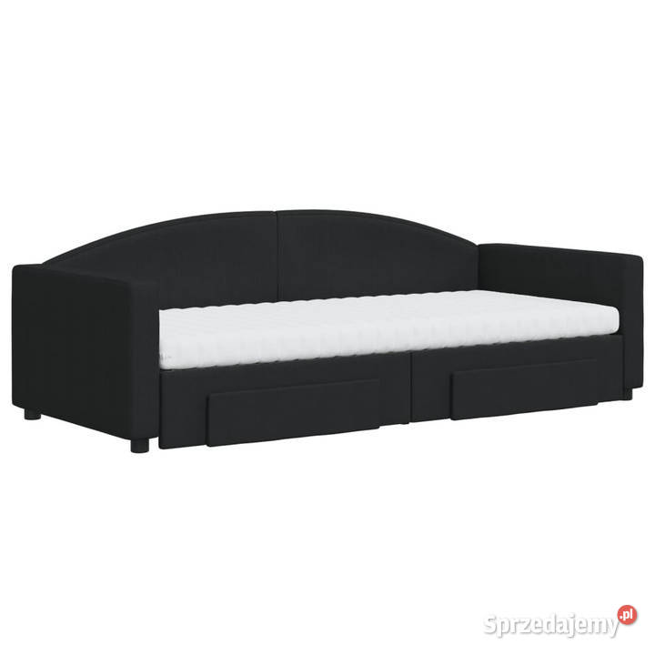 Sofa rozsuwana z szufladami czarna tkanina Warszawa