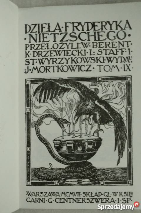 Nietzsche F Narodziny tragedyi reprint 1907r Warszawa sprzedam