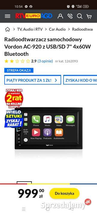 Radio vordon AC 920 Krasnystaw sprzedam