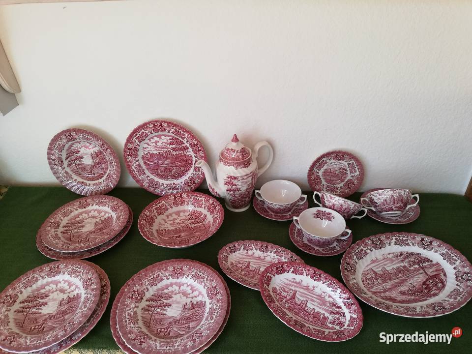 Porcelana angielska dzbanek talerze bulionówki Porcelana i szkło