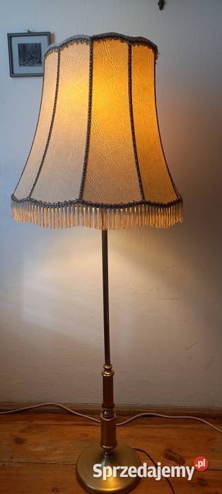 Mosiężna lampa podłogowa z abażurem łódzkie Skierniewice