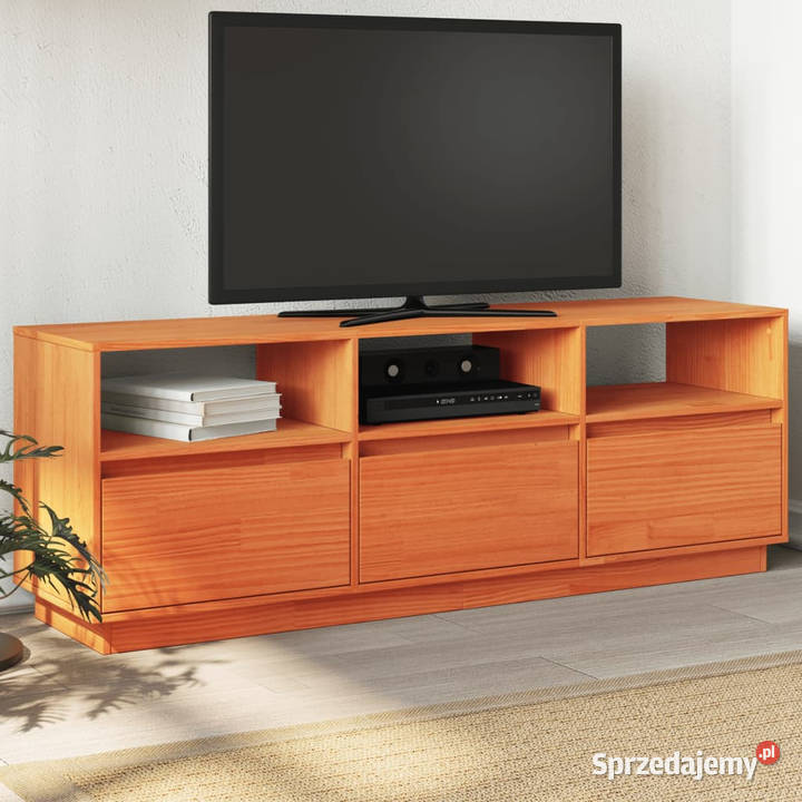 Szafka RTV woskowy brąz 140x37x50 lite drewno Warszawa