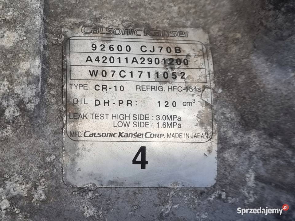 SPRĘŻARKA KLIMATYZACJI Nissan Note 16 16V pompa Kompresory klimatyzacji lubelskie Rudka