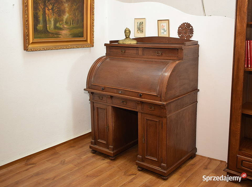 STARA DĘBOWA SEKRETERA BIURKO Z ROLETĄ Meble Meble