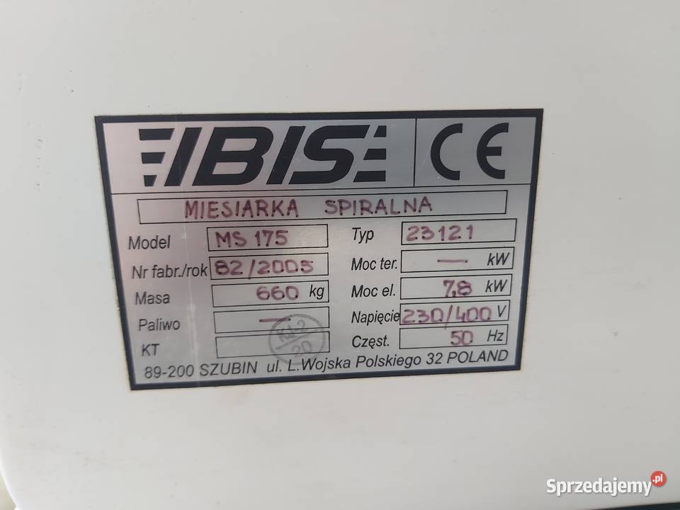 Mieszarka spiralna IBIS MS 175 z 3 kociołkami Bydgoszcz