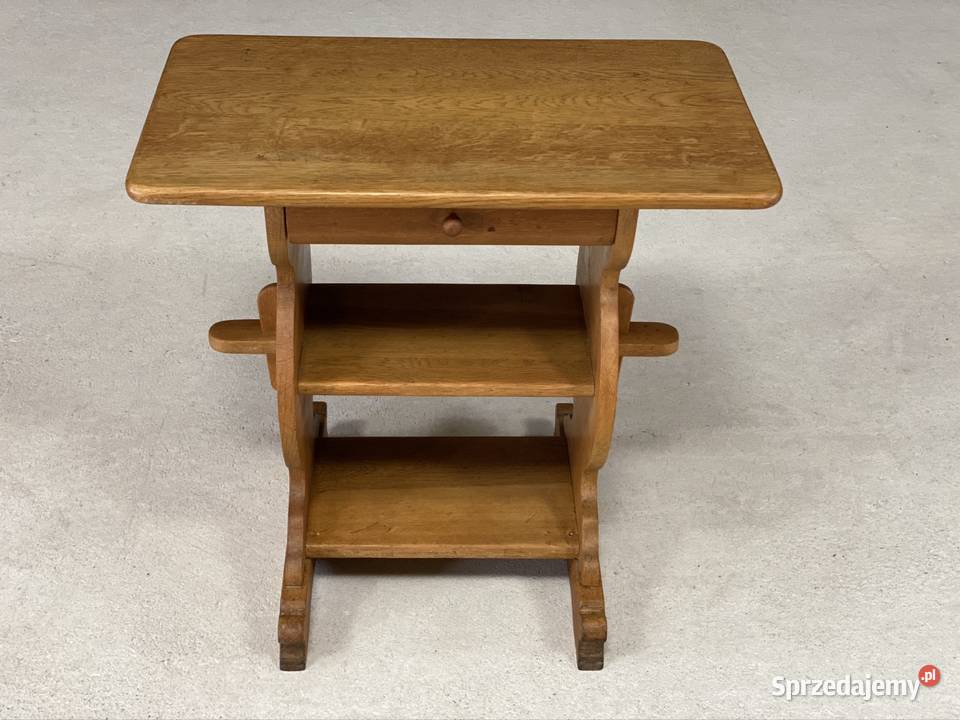 Dębowy stolik pomocniczy z szufladką vintage Stoliki kawowe i ławy sprzedam