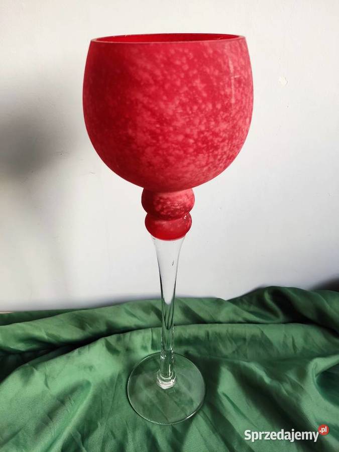 Kielich szklany czerwony lampion h40 Głuchołazy