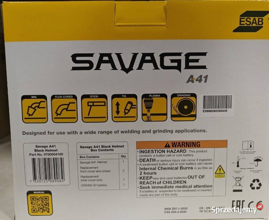 Maska spawalnicza przyłbica ESAB SAVAGE A41 Łódź