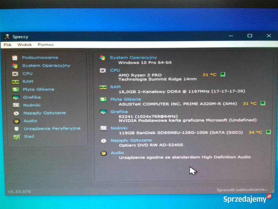 AMD Ryzen 3 PRO 1300 4x35GHz AM4 8MB Sprawny Bydgoszcz