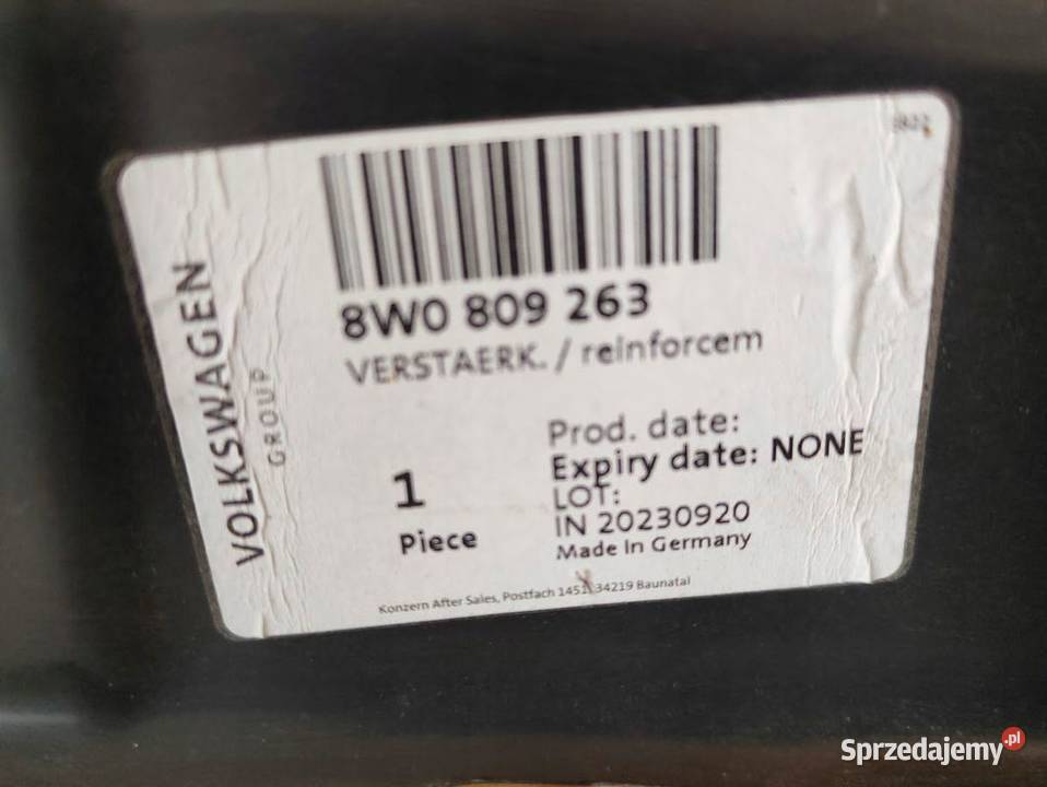 Wzmocnienie Słupka Lewy Tył Audi A4 8W0 S4 osobowe Pleszew