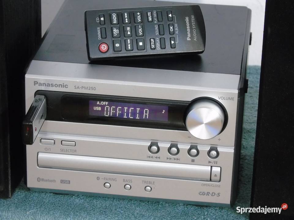 Wieża Panasonic SAPM250 pilot USB mp3 BT CD kol Jasło