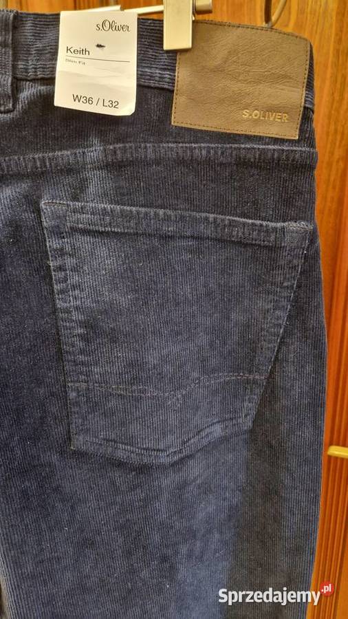 Męskie SPODNIE SZTRUKSOWE granatowe marki