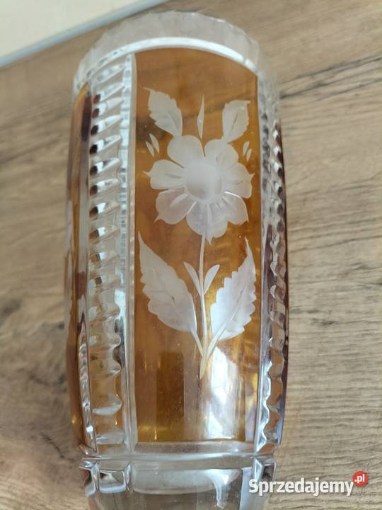 PIĘKNY ORGINAŁ ZABYTKOWY WAZON KRYSZTAŁOWY Porcelana i szkło dolnośląskie
