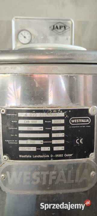 Schładzalnik do mleka Westfalia Sady