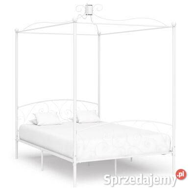 vidaXL Rama łóżka z baldachimem biała metalowa
