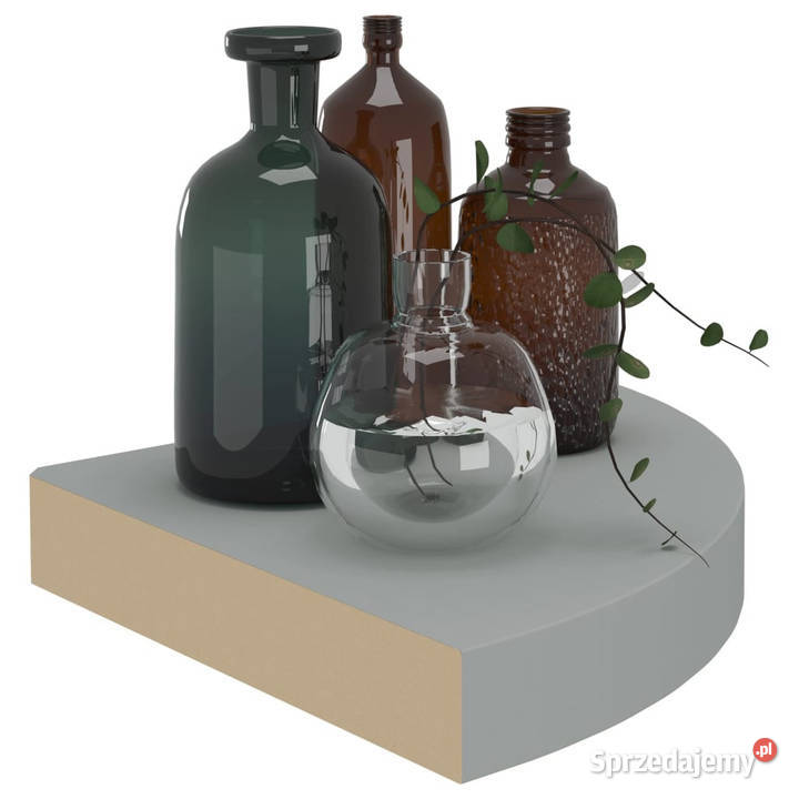 Narożne półki ścienne 2 szare 25x25x38 MDF