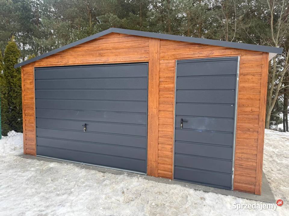 Garaż Blaszany 5x6 Drewnopodobny Złoty Dąb Bytom