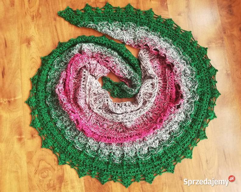 Chusta ombre półokrągłapudrowy róż zieleń świętokrzyskie