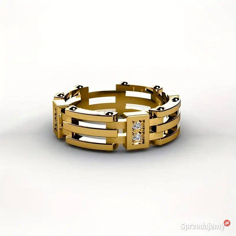 obrączka z ażurowym wzorem i syntetyczną Swarzędz