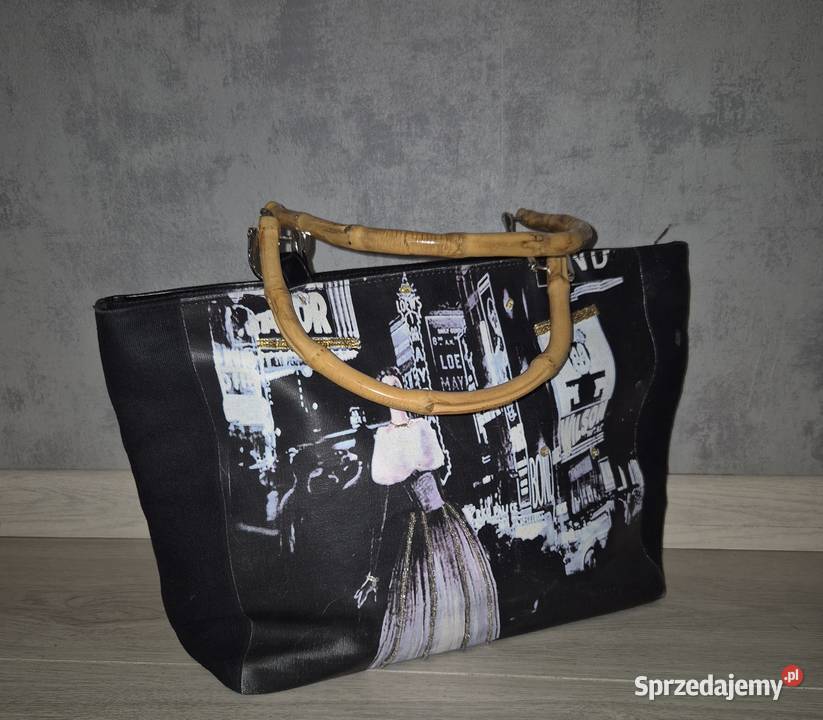 Torebka damska print bambusowe rączki Łódź