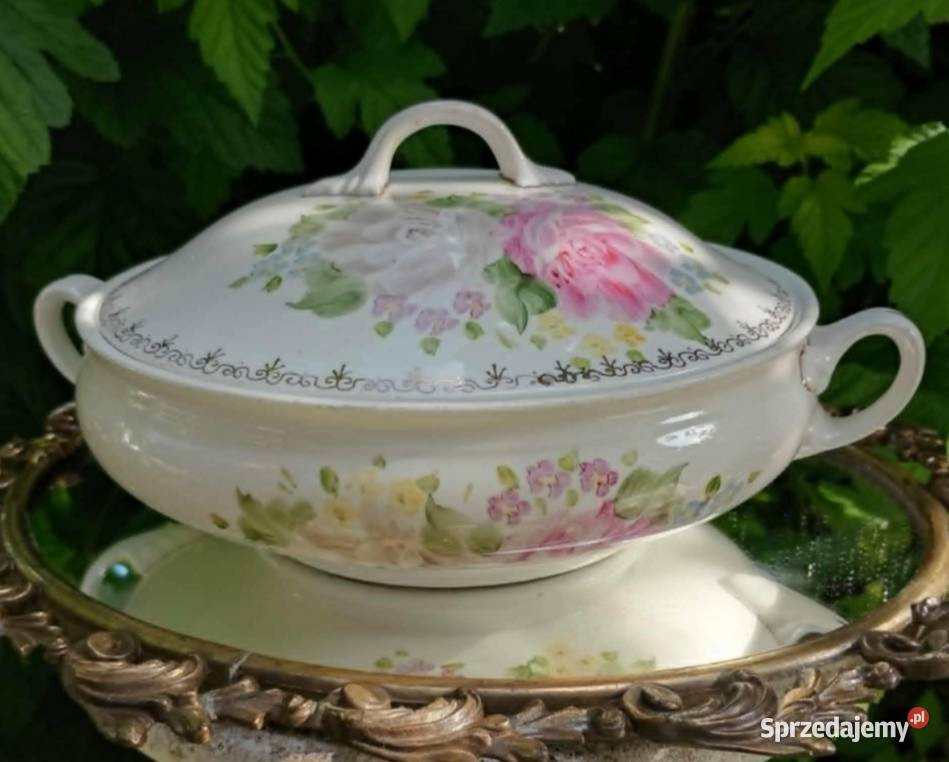 Antyczna wazateryna ręcznie malowana róże Pabianice