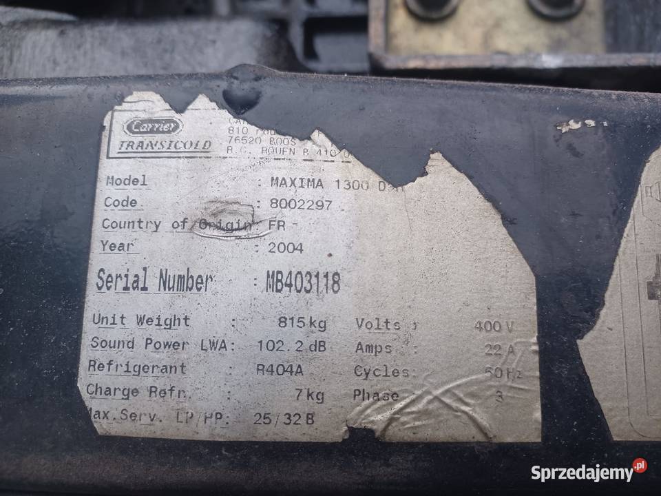 Agregat chłodniczy Carrier Maxima 1300 sprawny Pozostałe
