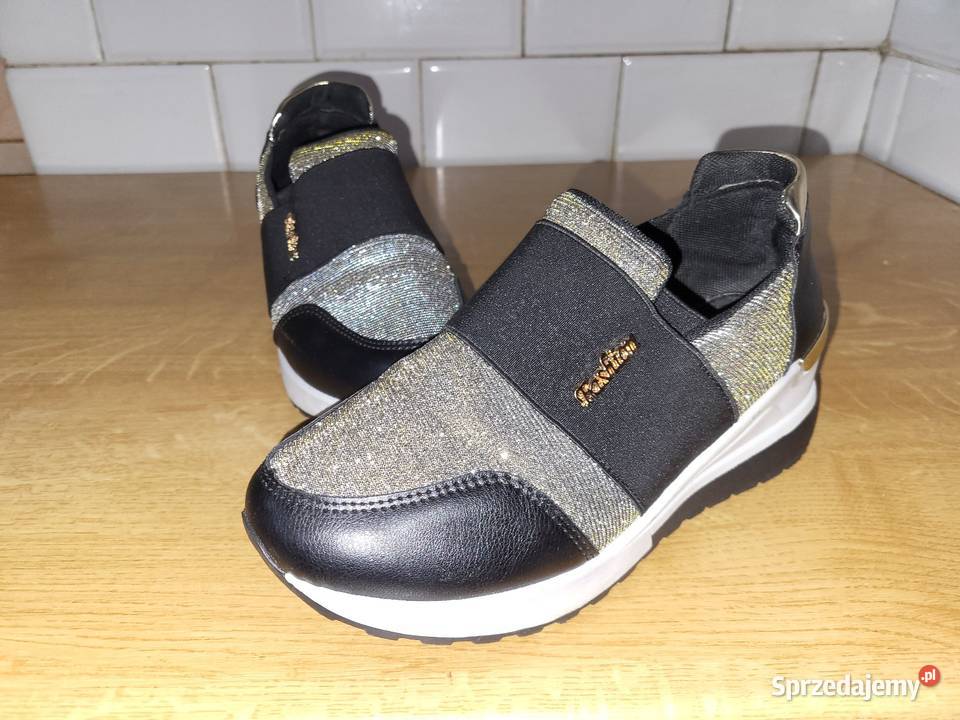 Stylowe Slipon sneakersy z połyskiem Kąśna Górna