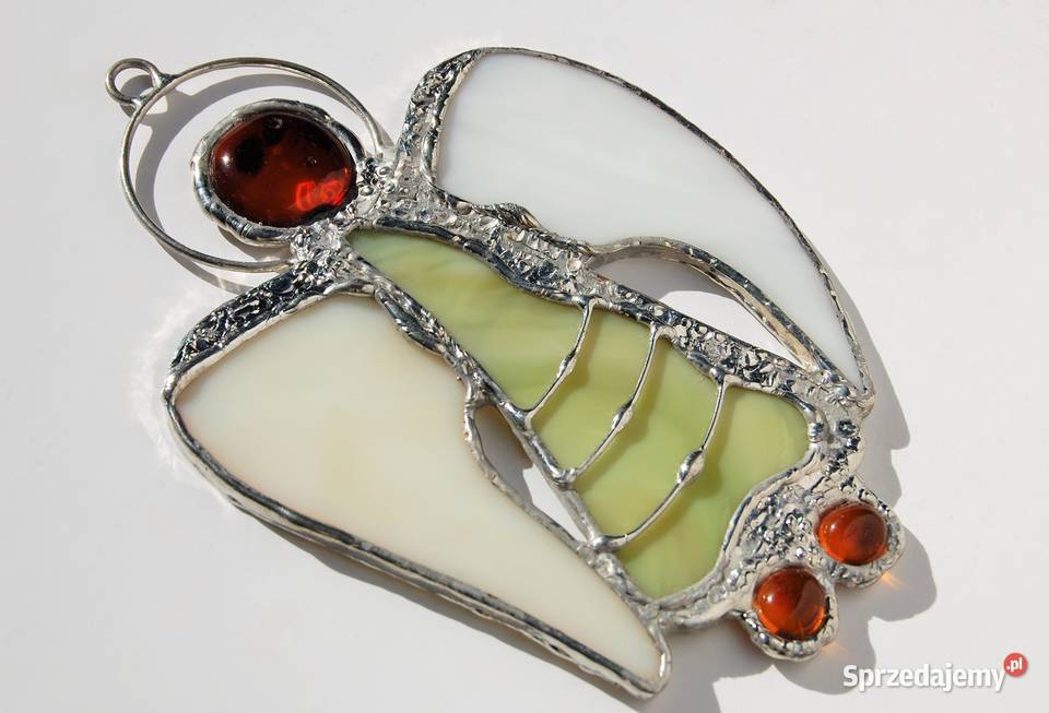 Anioł zielony bursztyn bałtycki witraż Tiffany Dekoracje i ozdoby lubelskie sprzedam