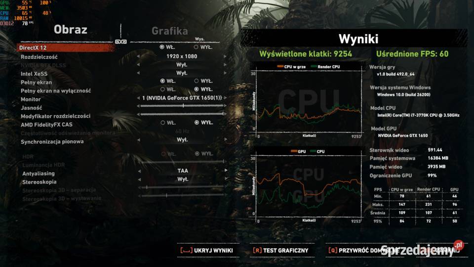 Komputer Gamingowy i73770K GTX 1650 16GB SSD HDD Ostrów Wielkopolski