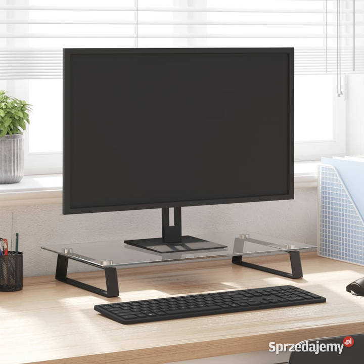 Podstawka pod monitor czarna 60x35x8 szkło mazowieckie Warszawa