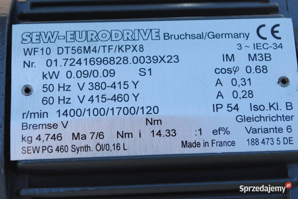 Motoreduktor kątowy 009kw 100obrmin Firmy Kargowa