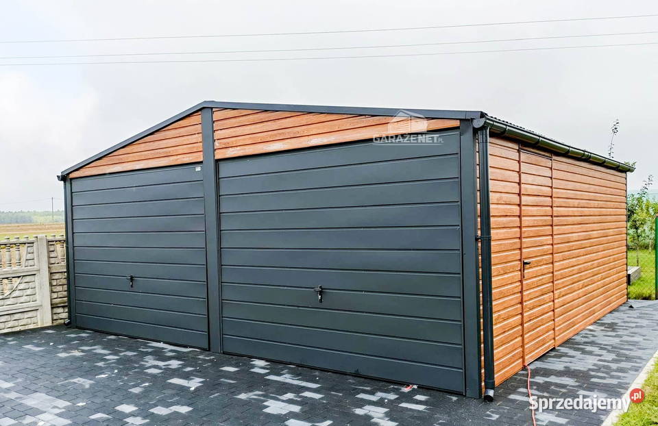 GARAŻ BLASZANY 6m x 6m DWUSPAD 2X BRAMA JASNY Ogród sprzedam