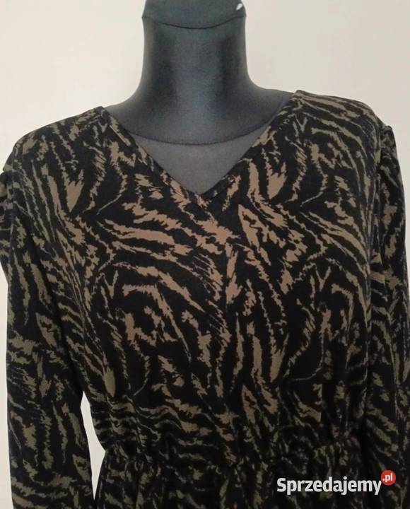 Sukienka z baskinką wzór paski zebry jesień Spódnice i sukienki Krosno