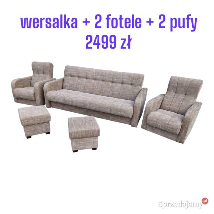 KOMPLET WYPOCZYNKOWY: wersalka + 2 fotele + 2 pufy , dostawa cała POLSKA