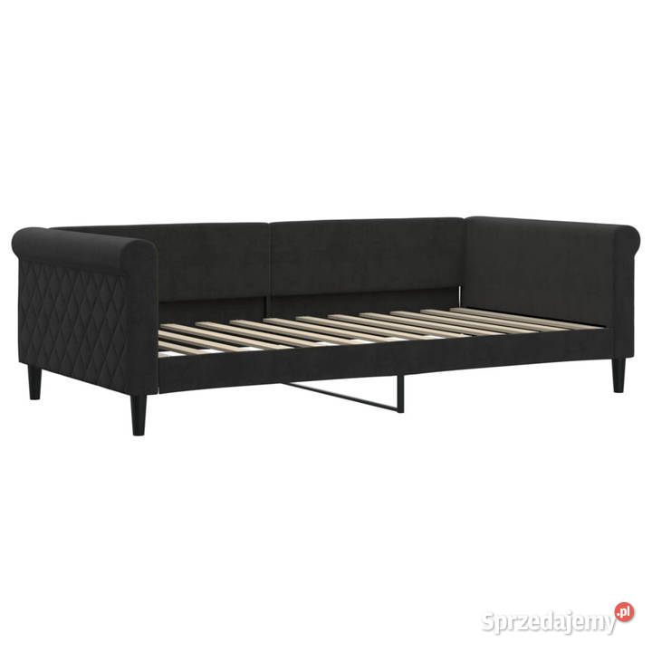 Sofa z funkcją spania czarna obita aksamitem 68cm Łóżka i materace Warszawa