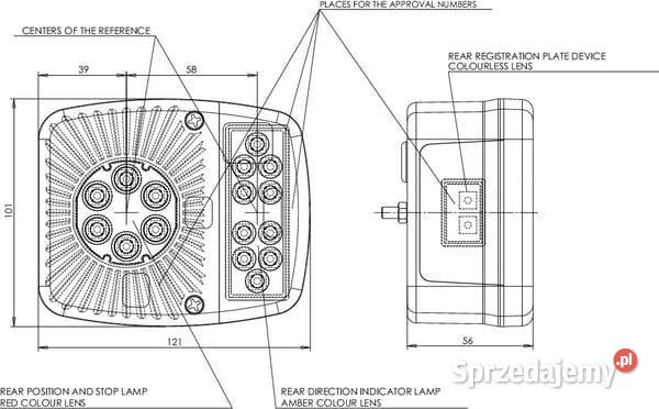 Lampa tylna zespolona LED kwadratowa 1224V Kamionna