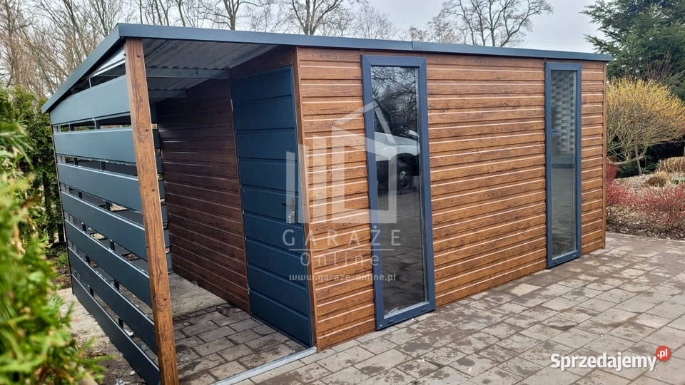 SCHOWEK DOMEK OGRODOWY 45x25 m wiata 15x25 spad blacha