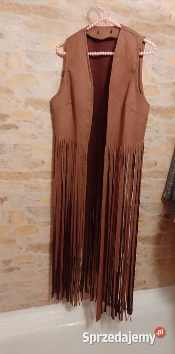 3840 ML Długa brązowa Kamizelka kowbojskabz Moda i Styl sprzedam