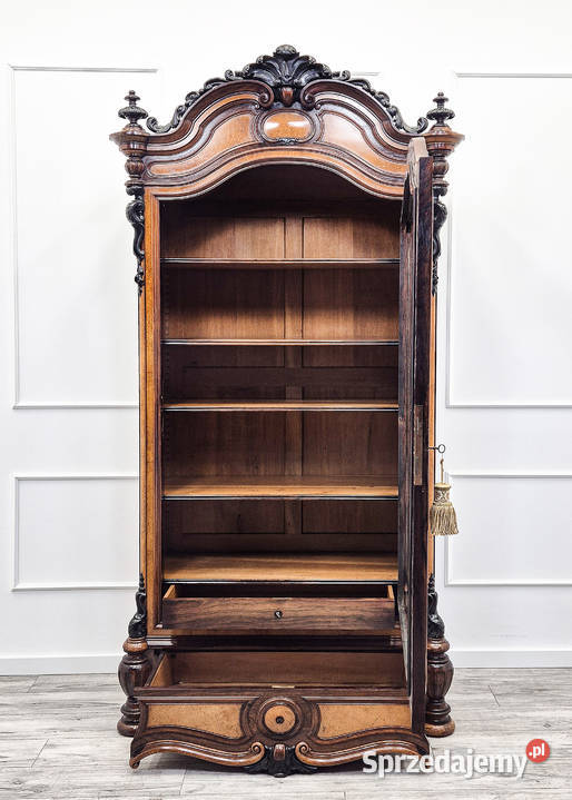 Witryna FRANCUSKA wysoka brzozowa rzeźbiona wielkopolskie Kalisz